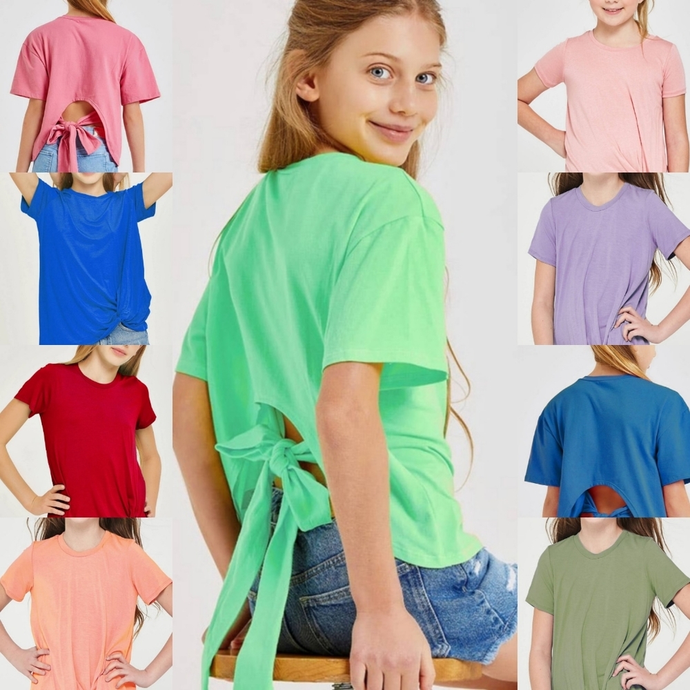 Tween Open Back Knit Top